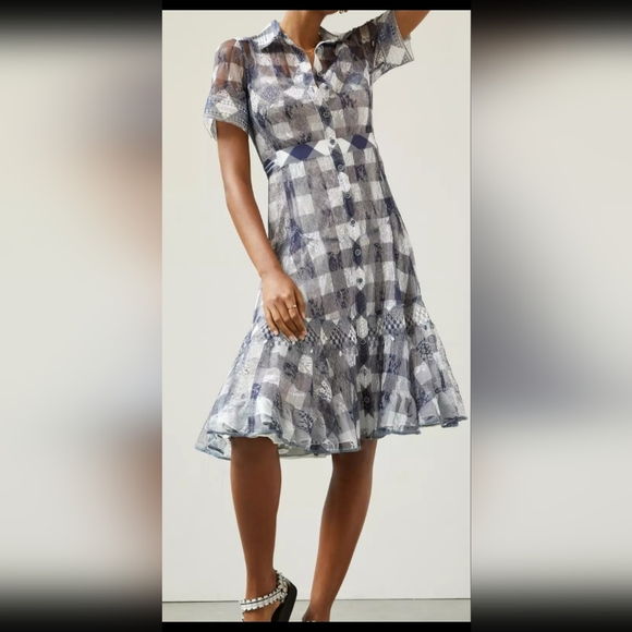 Anthropologie X In Earnest Gingham Lace Dress - Picture 8 of 11